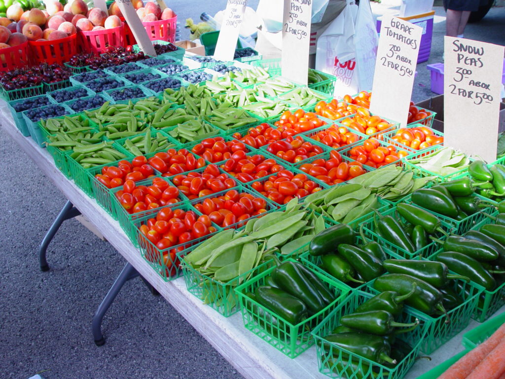 vegetables at a farmers market