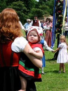 baby with swedish clothing